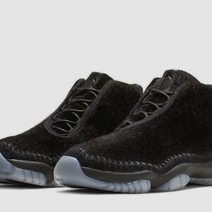 Jordan Black Sneakers with Suede Upper and Textured Midsole